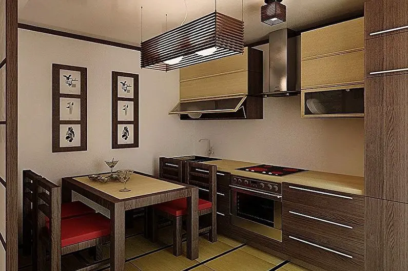 Brown color Japanese style kitchen