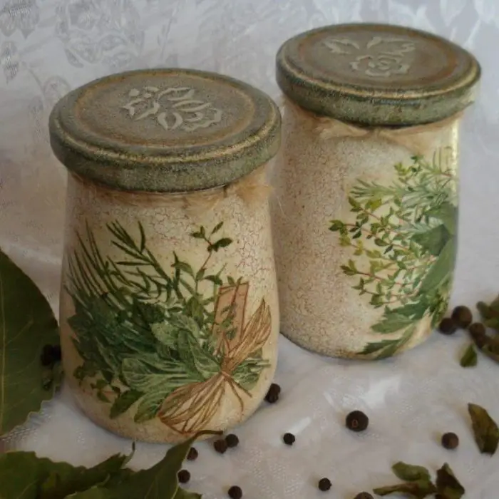 Decoupage of a glass jar