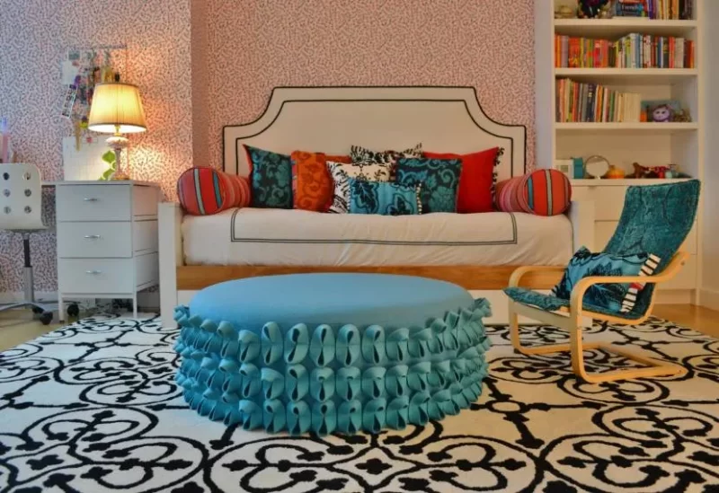 Sofa With An Ottoman In The Interior