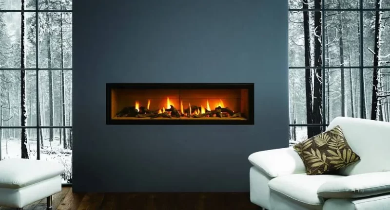 Built-in fireplace in the living room