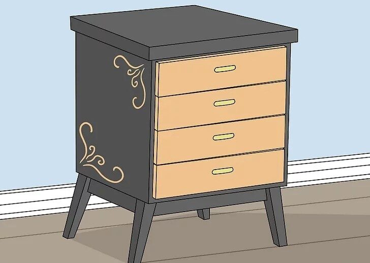 Painted black furniture step-by-step instruction